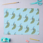 ピーコックシリーズデザイン3ブルーティッシュペーパー 薄葉紙 (クラフト)