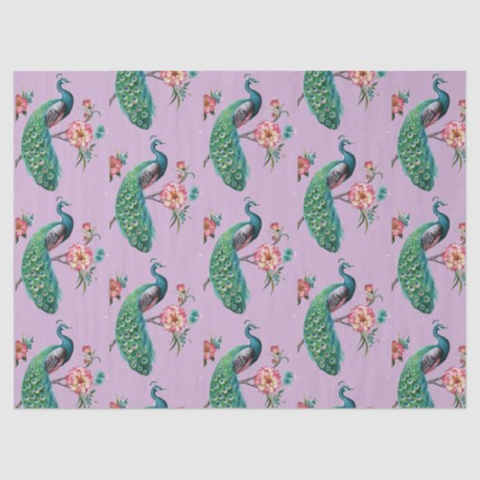 ピーコックシリーズデザイン4薄紫ティッシュペーパー 薄葉紙 (正面)