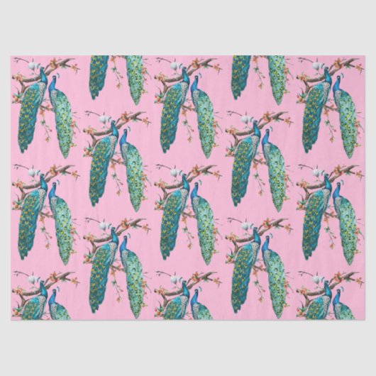 ピーコックシリーズデザイン6ピンクティッシュペーパー 薄葉紙 (正面)