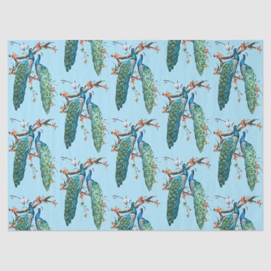 ピーコックシリーズデザイン6ブルーティッシュペーパー 薄葉紙 (正面)