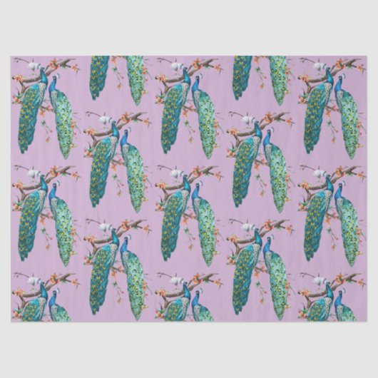 ピーコックシリーズデザイン6薄紫ティッシュペーパー 薄葉紙 (正面)