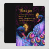 ピーコックジュエルトーンのウェディングフラワー ムーディーパープル サンキューカード (正面/裏面)