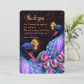 ピーコックジュエルトーンのウェディングフラワー ムーディーパープル サンキューカード (スタンド正面)
