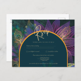 ピーコックジュエルトーングリーンブルー結婚ズ ポストカード