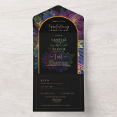 ピーコックジュエルトーン結婚フローラお祝い オールインワン招待状 (内側)