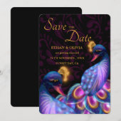 ピーコックジュエルト結婚ーンのフローラムーディパープル セーブザデート (正面/裏面)