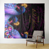 ピーコックジュエルト結婚ーンのフローラムーディパープル タペストリー (インサイチュ(横))