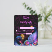 ピーコックジュエルト結婚ーンのフローラムーディパープル 出欠カード (スタンド正面)