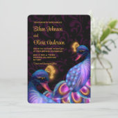 ピーコックジュエルト結婚ーンのフローラムーディパープル 招待状 (スタンド正面)