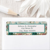 ピーコックスと花ティール（緑がかった色）住所 シール (インサイチュ)