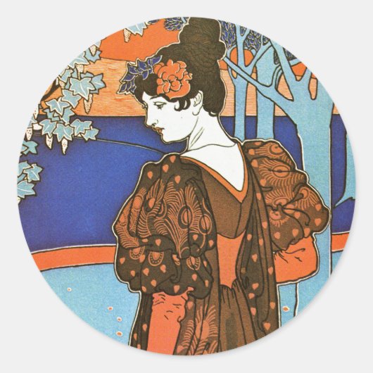 ピーコックスの女性 – Louis Rhead ラウンドシール (正面)