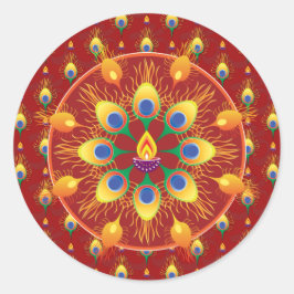 ピーコックスの羽毛ランゴリ模様 ラウンドシール