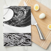 ピーコックスカートベアズリーアールヌーボー キッチンタオル (四つ折り)