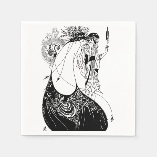 ピーコックスカートベアズリーアールヌーボー スタンダードカクテルナプキン (正面)