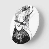 ピーコックスカートベアズリーアールヌーボー ラウンド壁時計 (傾斜)