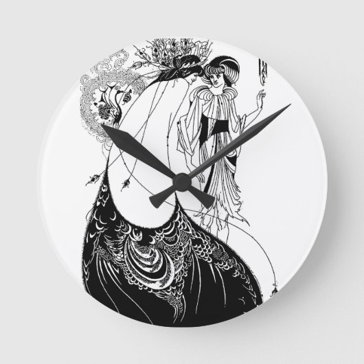ピーコックスカートベアズリーアールヌーボー ラウンド壁時計 (正面)