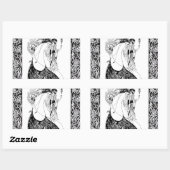 ピーコックスカートベアズリーアールヌーボー 長方形シール (シート)