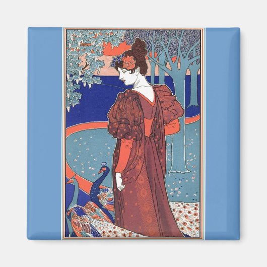 ピーコックス付き女性：ルイ・ジョン・ルヘッド マグネット (正面)