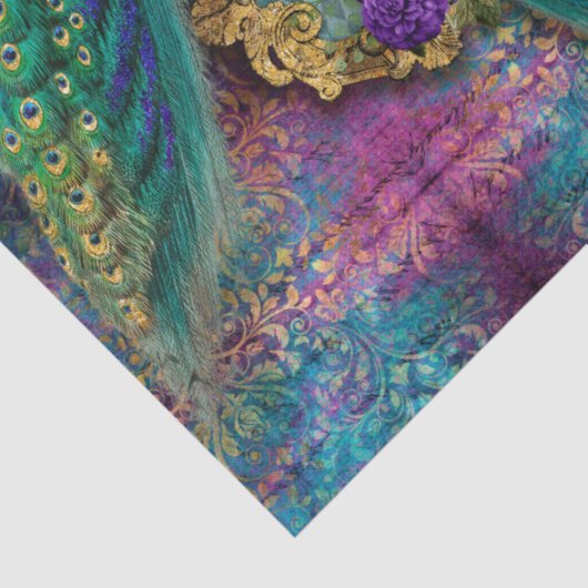 ピーコックス羽エレガント羽グリッターピンクデコパージュ 薄葉紙 (詳細)