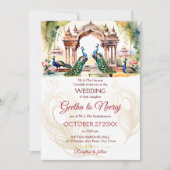 ピーコックス蓮結婚園インディアンテンプレート 招待状 (正面)