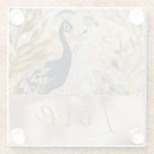 ピーコックス金ゴールドグリッターラブ赤面バラ結婚ズ ガラスコースター (裏面)