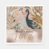 ピーコックス金ゴールドグリッターラブ赤面バラ結婚ズ スタンダードランチョンナプキン (正面)