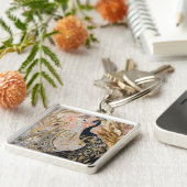 ピーコックス金ゴールドグリッターラブ赤面バラ キーホルダー (側面)