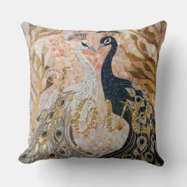 ピーコックス金ゴールドグリッターラブ赤面バラ クッション