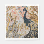 ピーコックス金ゴールドグリッターラブ赤面バラ スタンダードランチョンナプキン (正面)