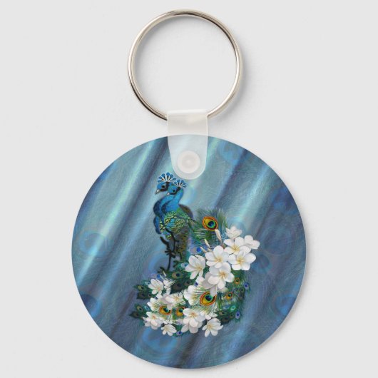 ピーコックス&エメラルドグリーンメタリックシルク キーホルダー (正面)