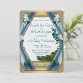 ピーコックス&エメラルドグリーンメタリックシルク 招待状 (スタンド正面)