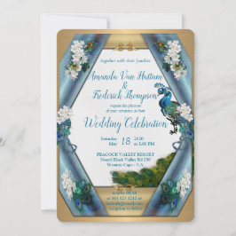 ピーコックス&エメラルドグリーンメタリックシルク 招待状