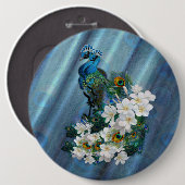 ピーコックス&エメラルドグリーンメタリックシルク 缶バッジ (正面&裏面)