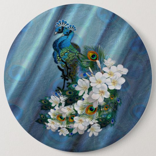 ピーコックス&エメラルドグリーンメタリックシルク 缶バッジ (正面)