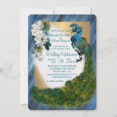 ピーコックス&エメラルドグリーンメタリックシルク&金ゴールド 招待状 (正面)