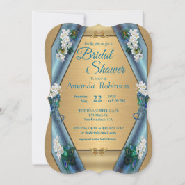 ピーコックス&エメラルドグリーンメタリックシルク&金ゴールド 招待状