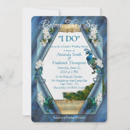 ピーコックス&エメラルドグリーンメタリックシルクW – シャワー 招待状