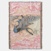 ピーコックス、ピンクの白い桜の花日本のフローラ スローブランケット (正面縦)