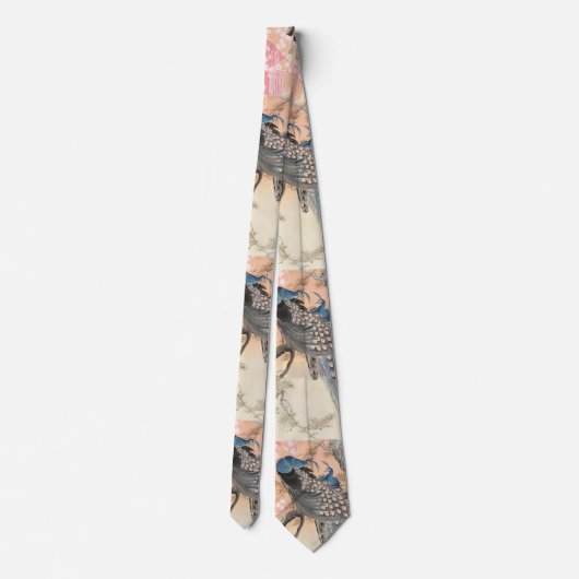 ピーコックス、ピンクの白い桜の花日本のフローラ ネクタイ (裏面)