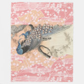 ピーコックス、ピンクの白い桜の花日本のフローラ フリースブランケット (正面)