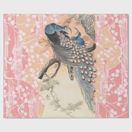 ピーコックス、ピンクの白い桜の花日本のフローラ ラッピングペーパー (フラット)