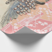 ピーコックス、ピンクの白い桜の花日本のフローラ ラッピングペーパー (角)