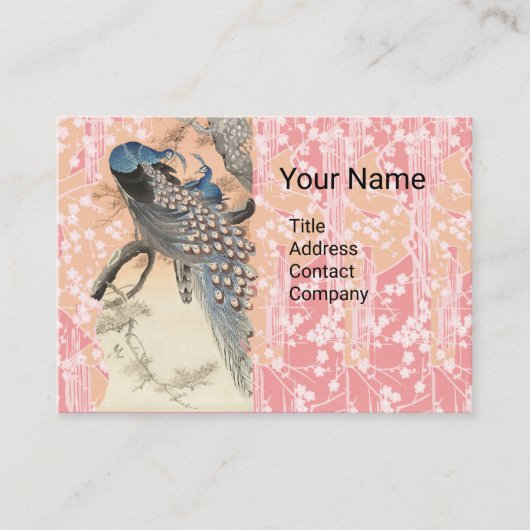 ピーコックス、ピンクの白い桜の花日本のフローラ 名刺 (正面)