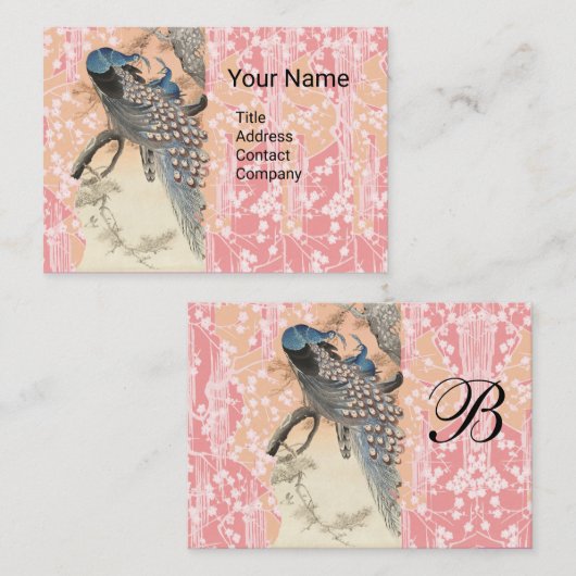 ピーコックス、ピンクの白い桜の花日本のフローラ 名刺 (正面/裏面)
