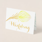 ピーコックタイポグラフィシルバーフォイル結婚式招待状 箔カード (正面)