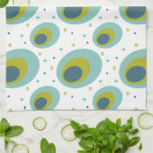 ピーコックターコイズグリーンブルーオーバルパターンミッドモダン キッチンタオル (折り畳み)