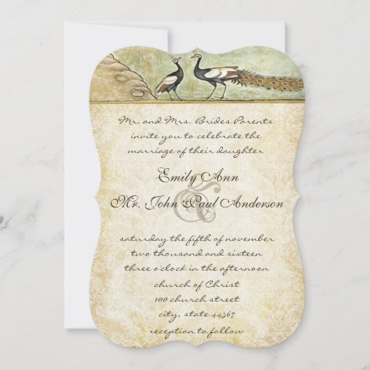 ピーコックダマ動揺してスクメタリックエレガンス 招待状 (正面)