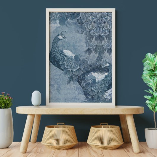 ピーコックチノイスリーフローラブルーホワイトデコップページ 薄葉紙