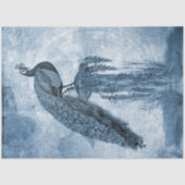 ピーコックチノイスリーブルーnホワイトフローラデコページ 薄葉紙 (正面)