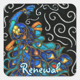 ピーコックチョークお洒落パステルバードパーソナライズされた スクエアシール